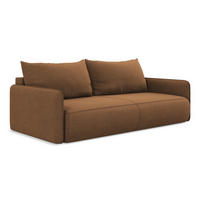 3-SITZER SOFA mit Schlaffunktion Strukturstoff Stoff Orange - Terra cotta/Schwarz, Kunststoff/Textil (216/86/105cm) - Makamii
