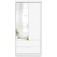 DREHTÜRENSCHRANK Madero mit Spiegel und 2 Schubladen, 103 cm, Weiß - Weiß, Holzwerkstoff (103/213/60cm) - Beautysofa