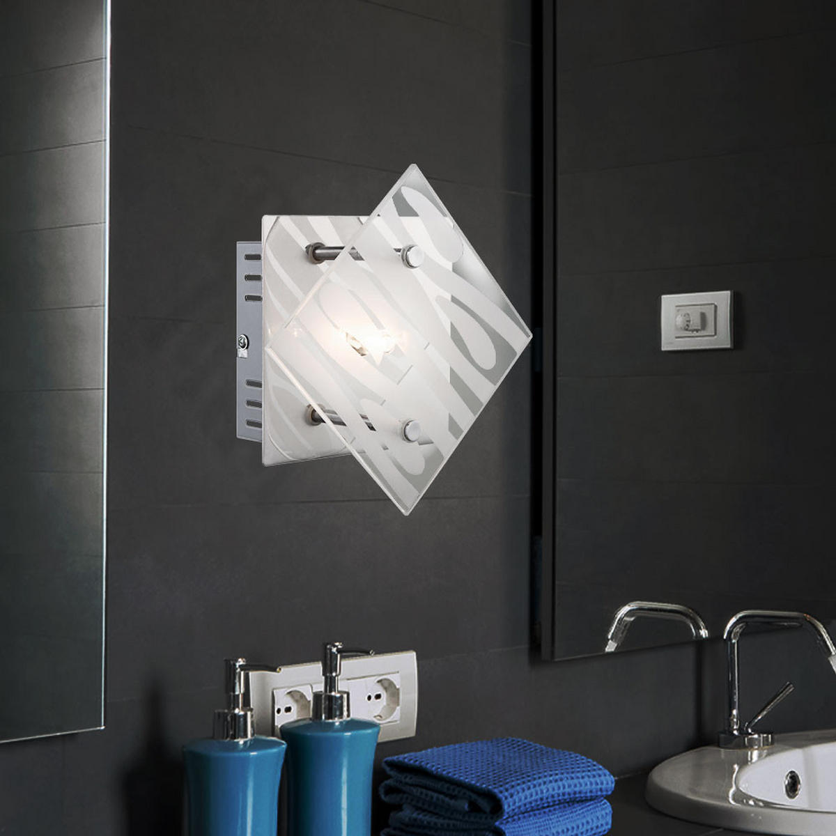 WANDLEUCHTE CARAT Chrom Silber - Silberfarben, Glas (17/7.8/17cm) - Globo Lighting