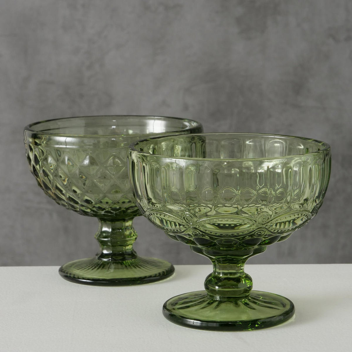 EISBECHER aus Glas Muster 1 250 ml 12/12/10 cm - Grün, Glas (12cm) - Boltze Home