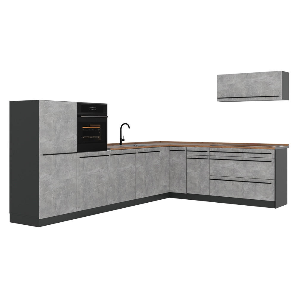 Vicco Eckküche Grau, Anthrazit 327x143x60 cm