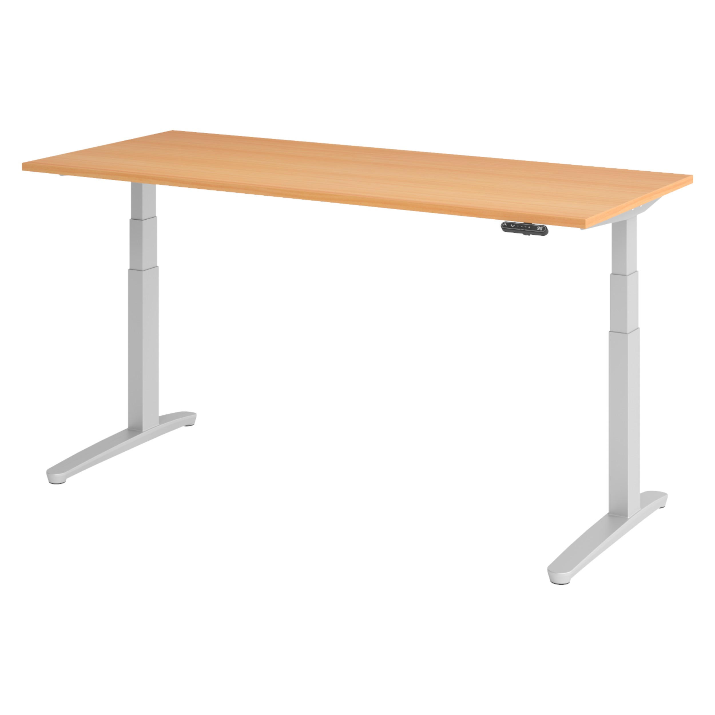 SCHREIBTISCH elektrisch XBHM 80/180/74 cm in Buchefarben/Silberfarben - Buchefarben/Silberfarben, Holzwerkstoff (80/180/74cm) - bümö