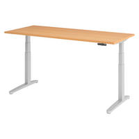 SCHREIBTISCH elektrisch XBHM 80/180/74 cm in Buchefarben/Silberfarben - Buchefarben/Silberfarben, Holzwerkstoff (80/180/74cm) - bümö