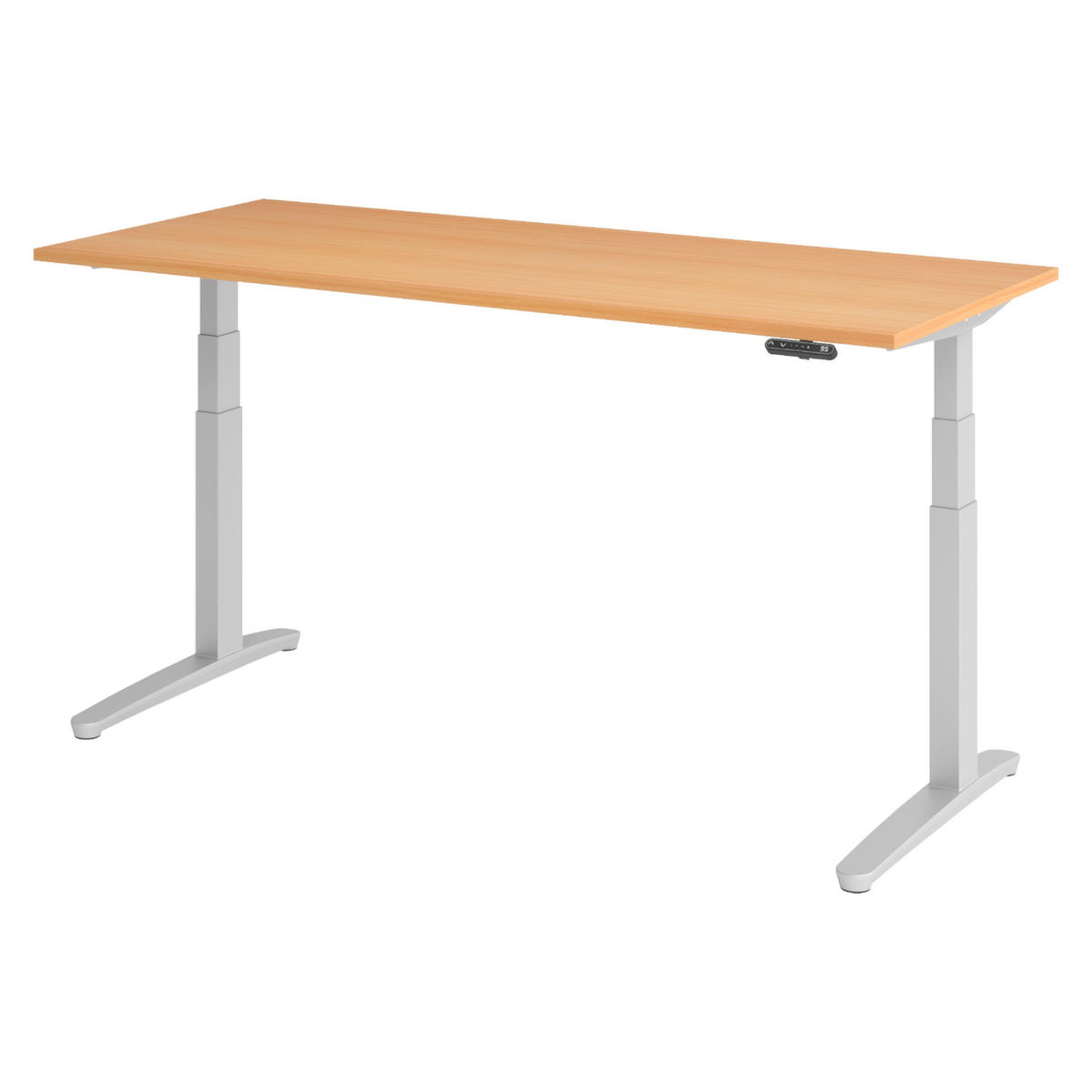 SCHREIBTISCH elektrisch XBHM 80/180/74 cm in Buchefarben/Silberfarben - Buchefarben/Silberfarben, Holzwerkstoff (80/180/74cm) - bümö