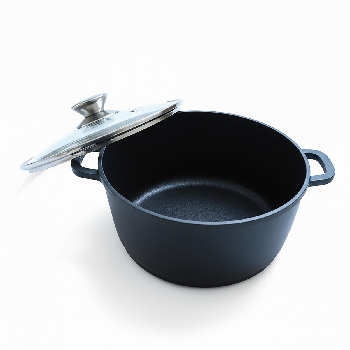 OALĂ Negru Argintiu aluminiu turnat capac din sticlă Ø 24 cm - negru, sticlă/metal (24/24/11cm) - Relaxdays