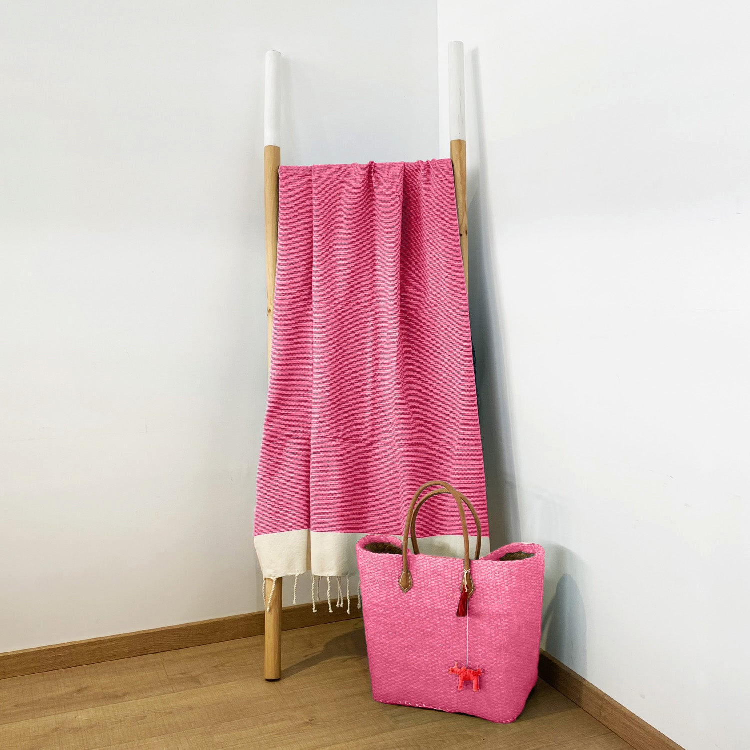 HAMAMTUCH Traditionelles Waffelgewebe Rosa 200x200 190g/m² - Athena Fuchsia XL - Pink, Textil (200/200cm) - LE COMPTOIR DE LA PLAGE