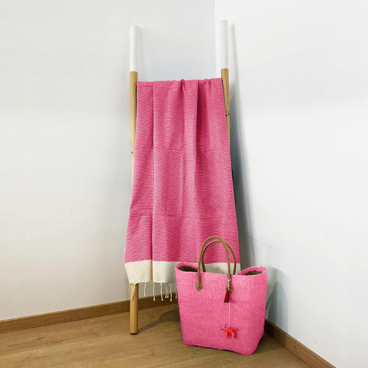 HAMAMTUCH Traditionelles Waffelgewebe Rosa 200x200 190g/m² - Athena Fuchsia XL - Pink, Textil (200/200cm) - LE COMPTOIR DE LA PLAGE
