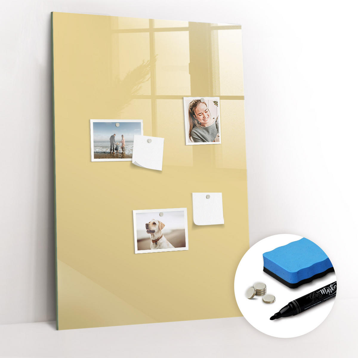 MAGNETTAFEL 60x90 Creme schwarzer Marker - Creme, Glas (60/0.4/90cm) - TULUP