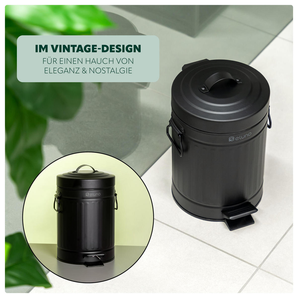 KOSMETIKEIMER 3 Liter, schwarz, Metall - Schwarz, Metall (17/27/20.5cm) - eluno
