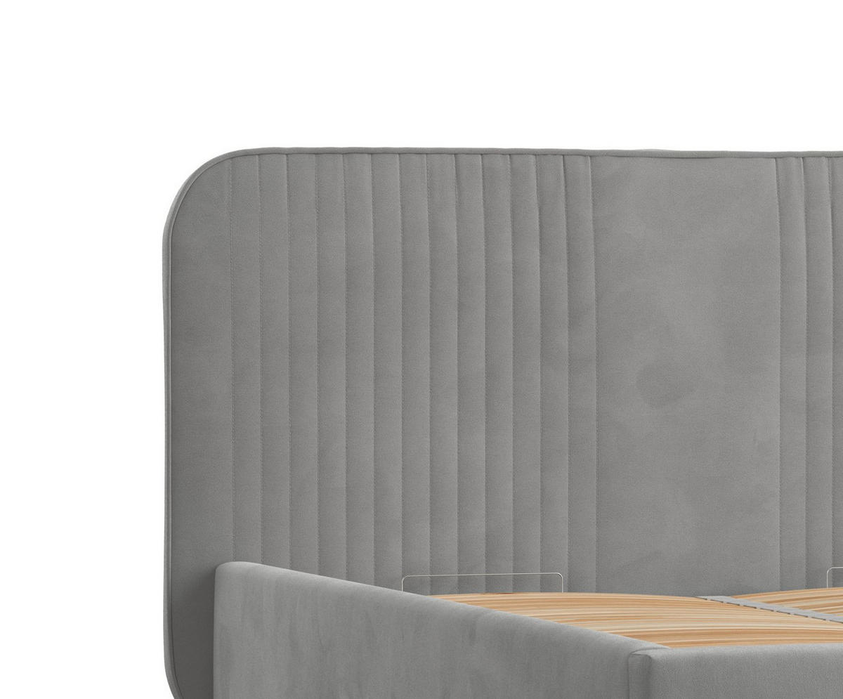POLSTERBETT Livy Grau 120/200 cm im Samtstoff - Naturfarben/Grau, Holz/Holzwerkstoff (120/200cm) - Maison de Reve
