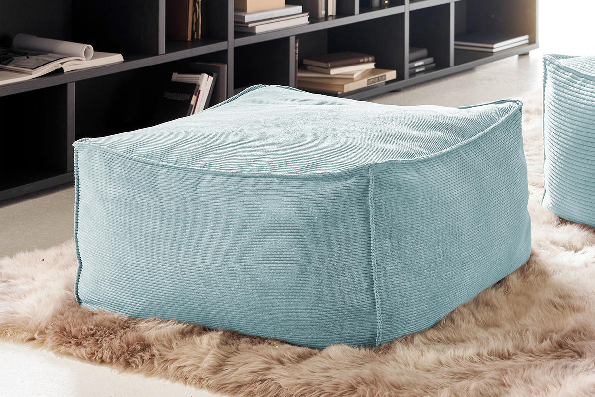 HOCKER ALEA Hellblau - Hellblau, Textil (86/38/86cm) - KAWOLA