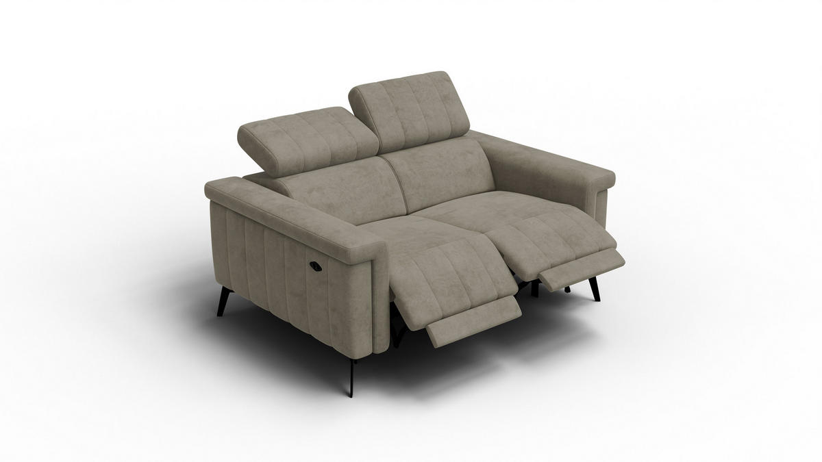 RELAXSOFA NORDEL 2-Sitzer, dunkles beige - Beige/Schwarz, Holz/Textil (150/80/105cm) - Courtois Laville