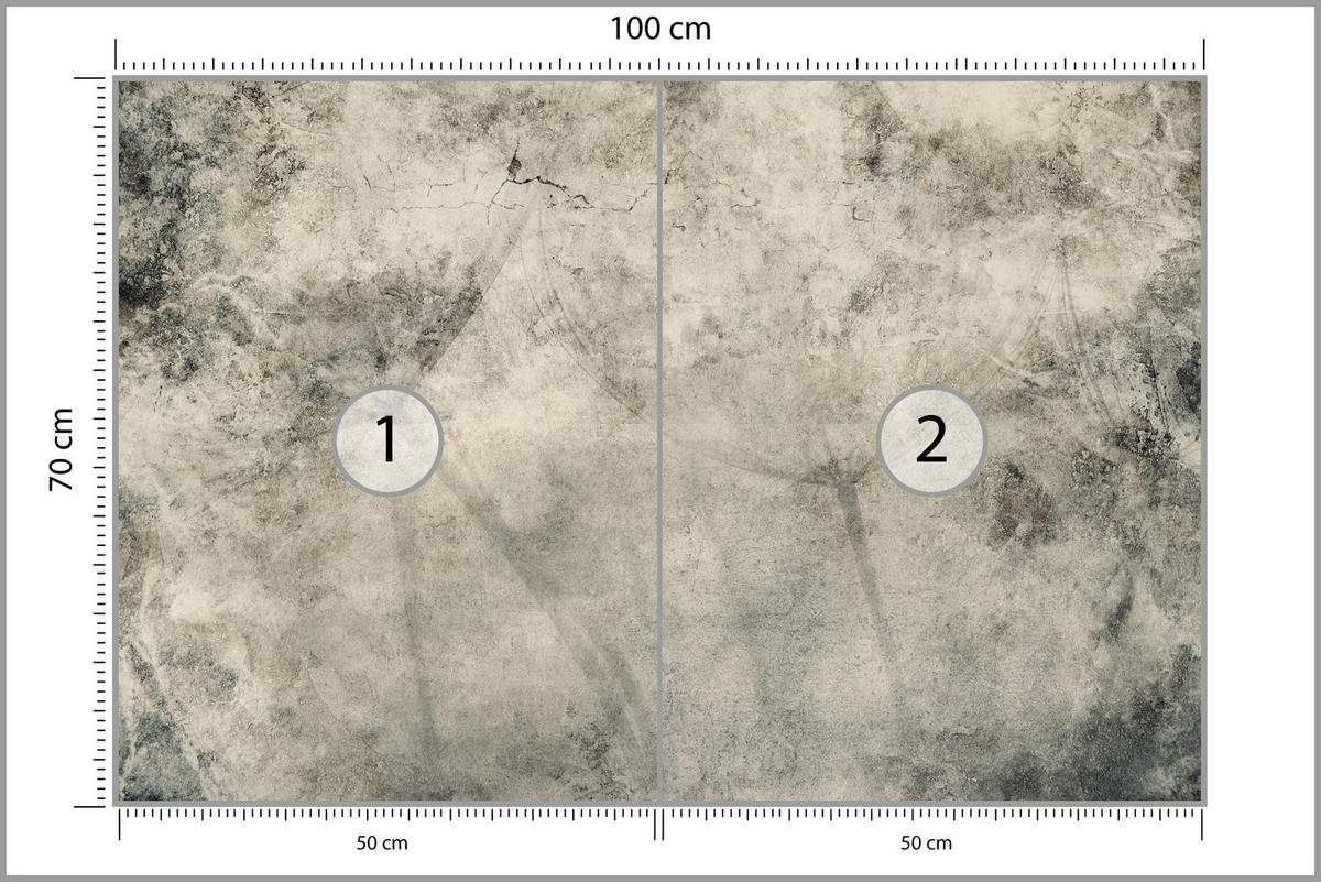 FOTOTAPETE für Wohnzimmer Löwenzahnsamen Beton Abstraktion Retro 100x70 - Beige/Braun, Papier (100/70cm) - Muralo