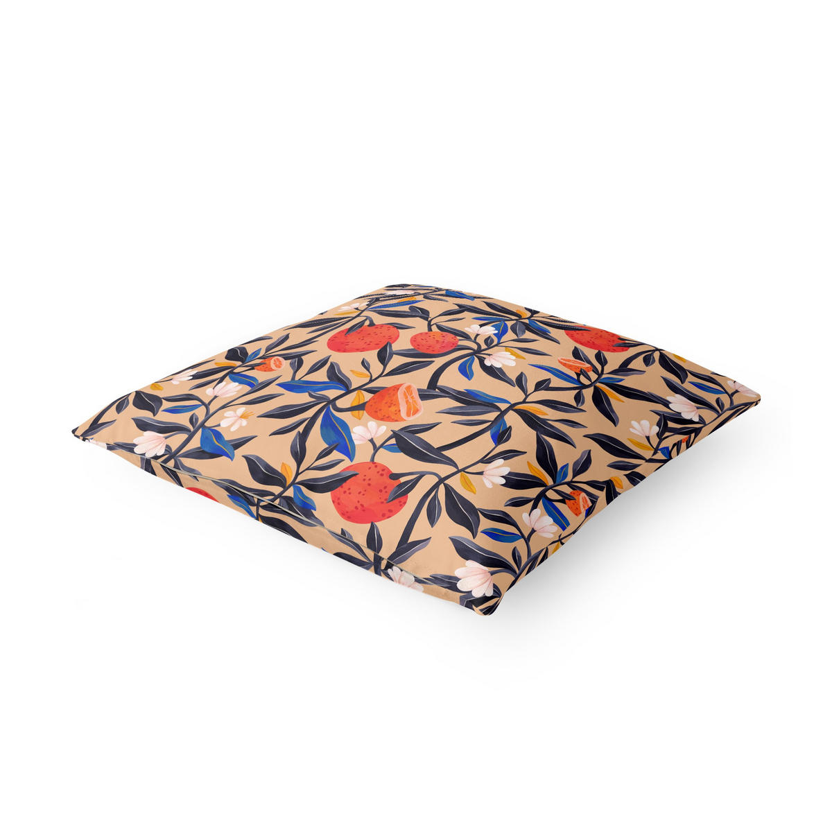 KISSENBEZUG Orangen mit Blätterranken 40/40 cm - Eichefarben, Textil (40/40cm) - Bilderwelten