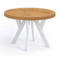 ESSTISCH Runder Ausziehbarer PERO 90/190, Eiche Lancelot/Weiss - Hellbraun, Holz (190/90/77cm) - Dekori_Interiors