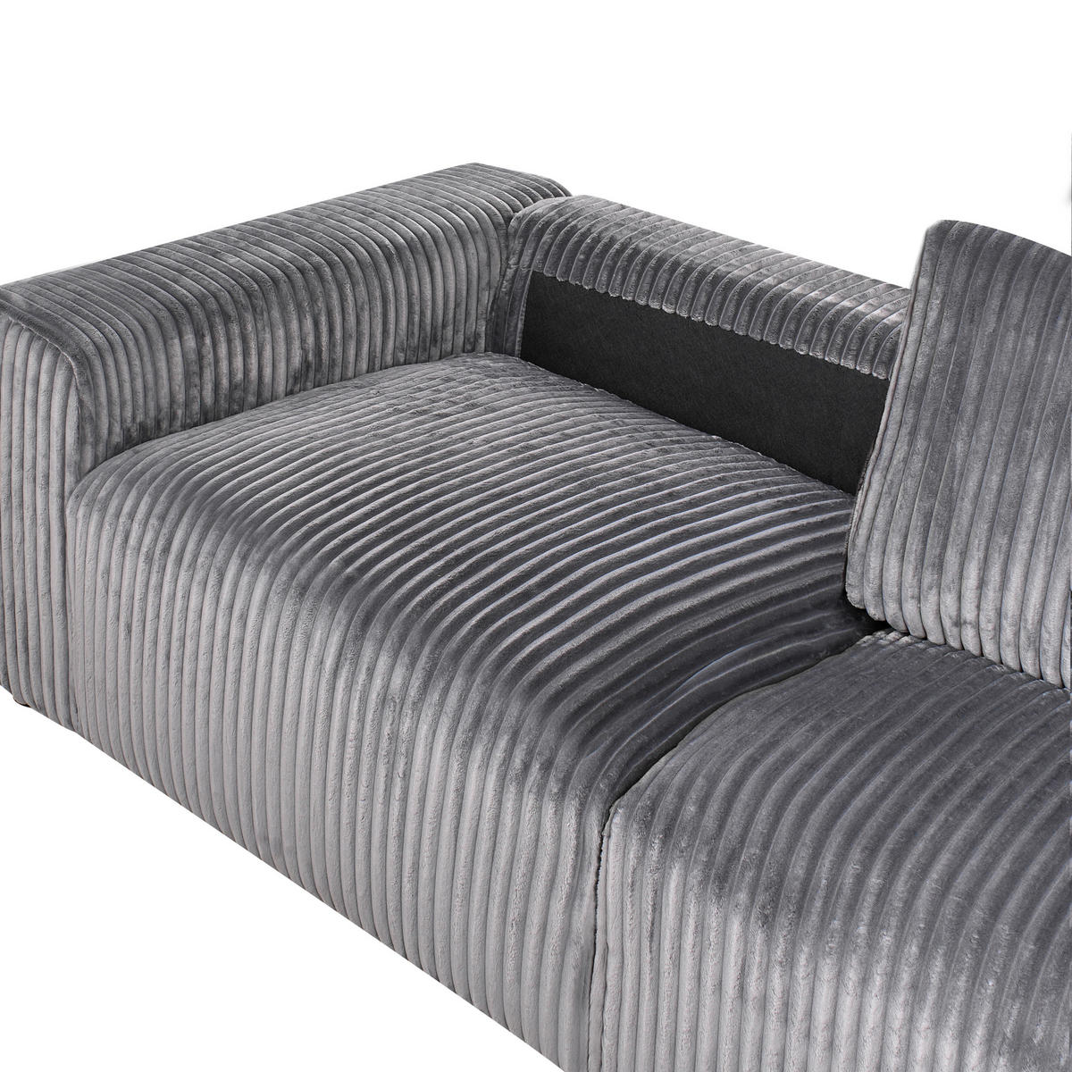 3-SITZER-SOFA Cord Grau Sandora - Grau, Textil (216/87/98cm) - Beliani