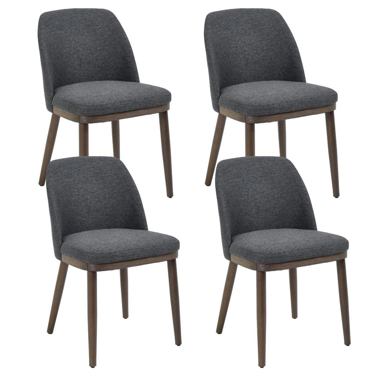 ESSZIMMERSTUHL 4er Set Leinen Holzbeine Grau - Grau, Textil (47/78/51cm)