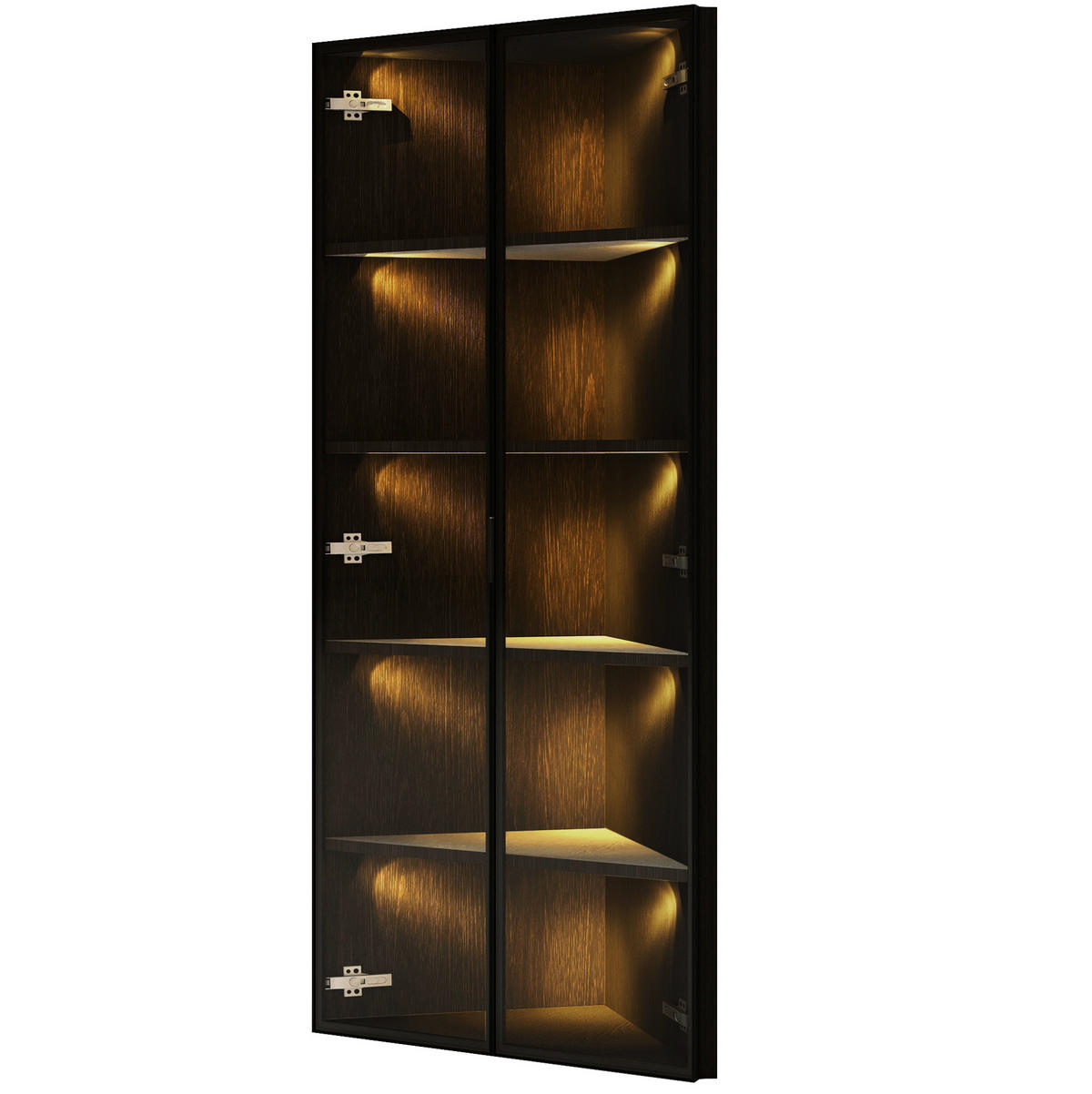 ROHOVÁ vitrína z MDF a skla, 62/35/160 cm, černá, s LED osvětlením - černá, kompozitní dřevo (62/160/35cm) - BEAOK