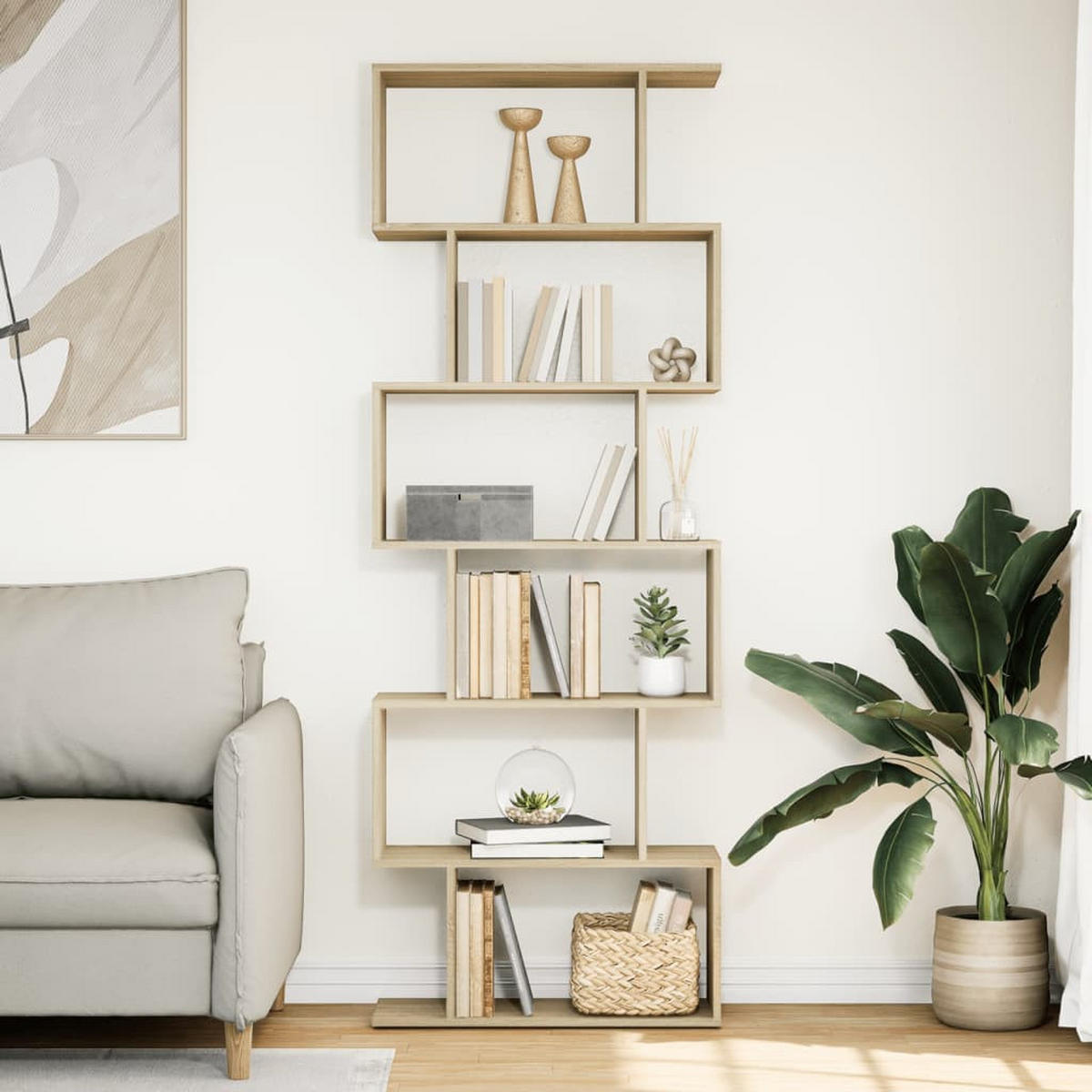 BÜCHERREGAL mit 6 Ebenen 70/24/193 cm aus Holzwerkstoff Sonoma-Eiche Dekor - Sonoma Eiche, Holz (70/193/24cm) - vidaXL