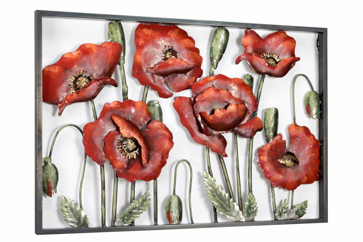 METALLBILD Rot 90/60 cm - Rot/Grün, Metall (2.8/60cm) - KUNSTLOFT