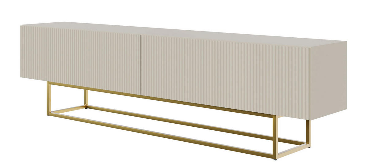 TV-SCHRANK Veldio Graubeige mit goldenen Metallbeinen 175 cm - Greige/Goldfarben, Holzwerkstoff/Metall (175/46.5/31.6cm) - Selsey