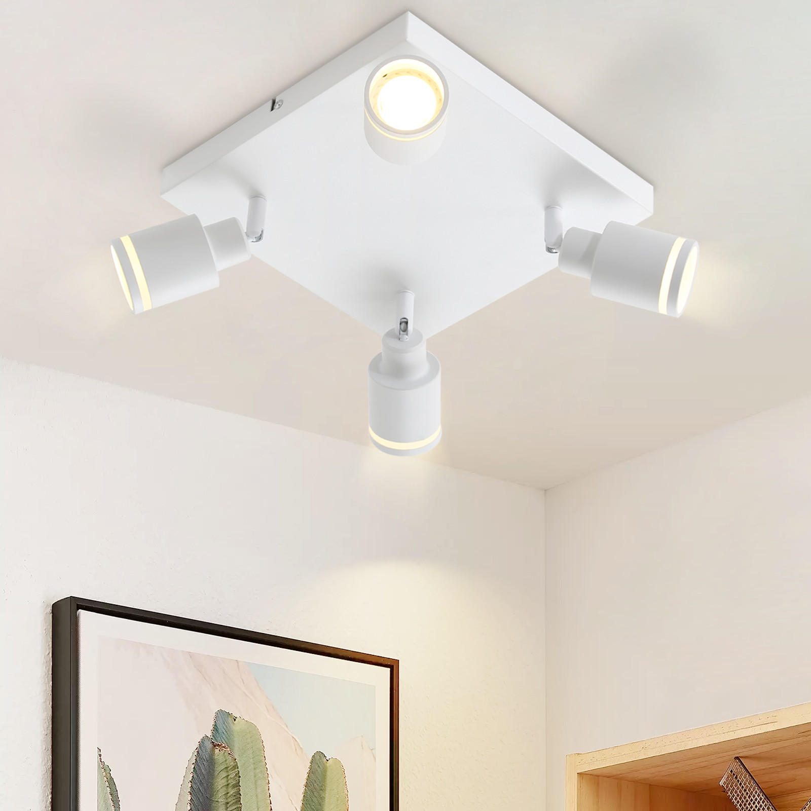 STRAHLER Wolfsburg 4-flammig 25/25/17 cm - Weiß, Metall (25/25/17cm) - Nettlife