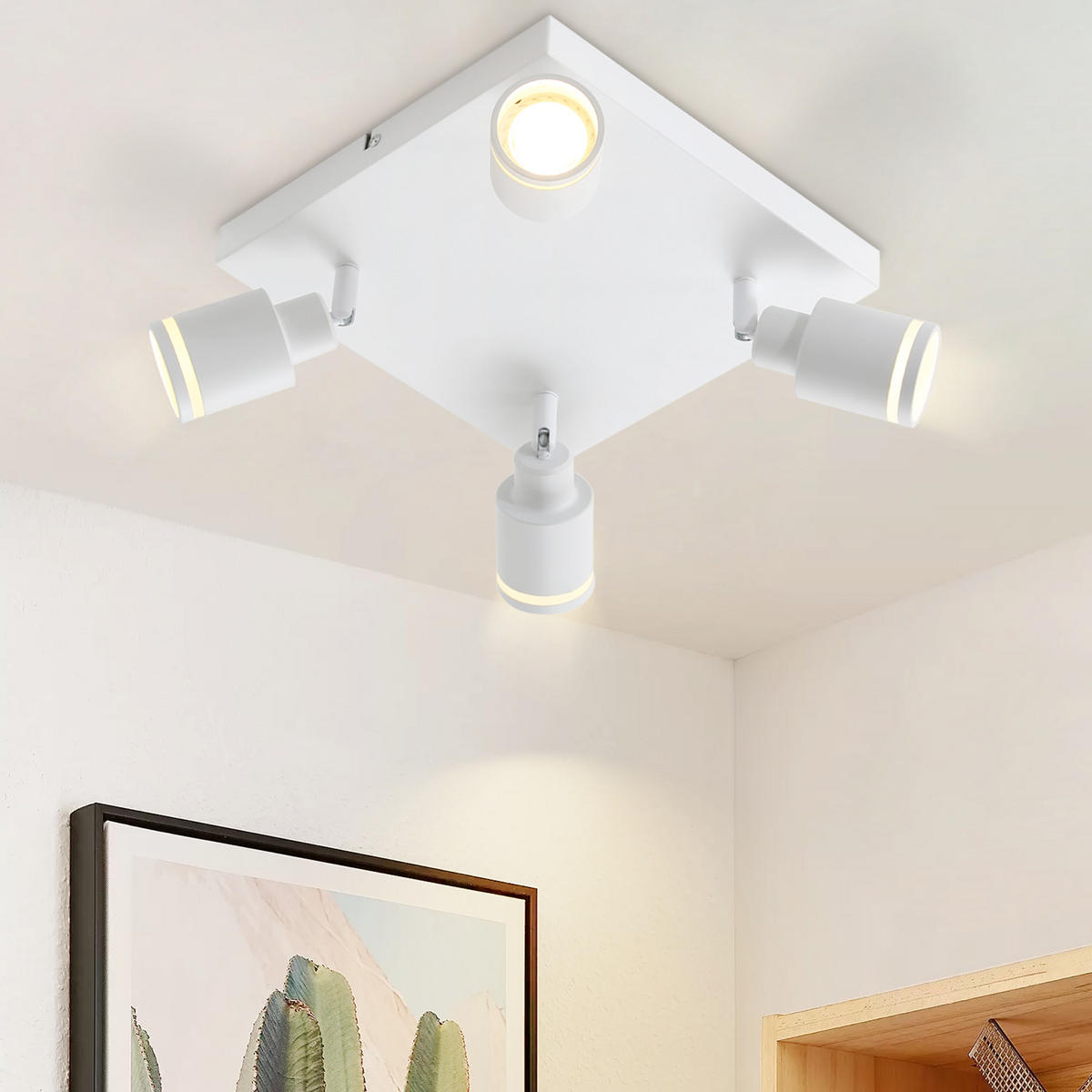 STRAHLER Wolfsburg 4-flammig 25/25/17 cm - Weiß, Metall (25/25/17cm) - Nettlife