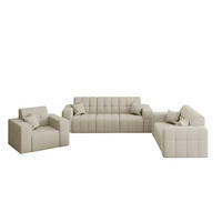 SITZGARNITUR NIMES 3-2-1 Stoff Portland Ecru - Ecru, Holz/Textil (92/82/245cm) - Kaiser Möbel