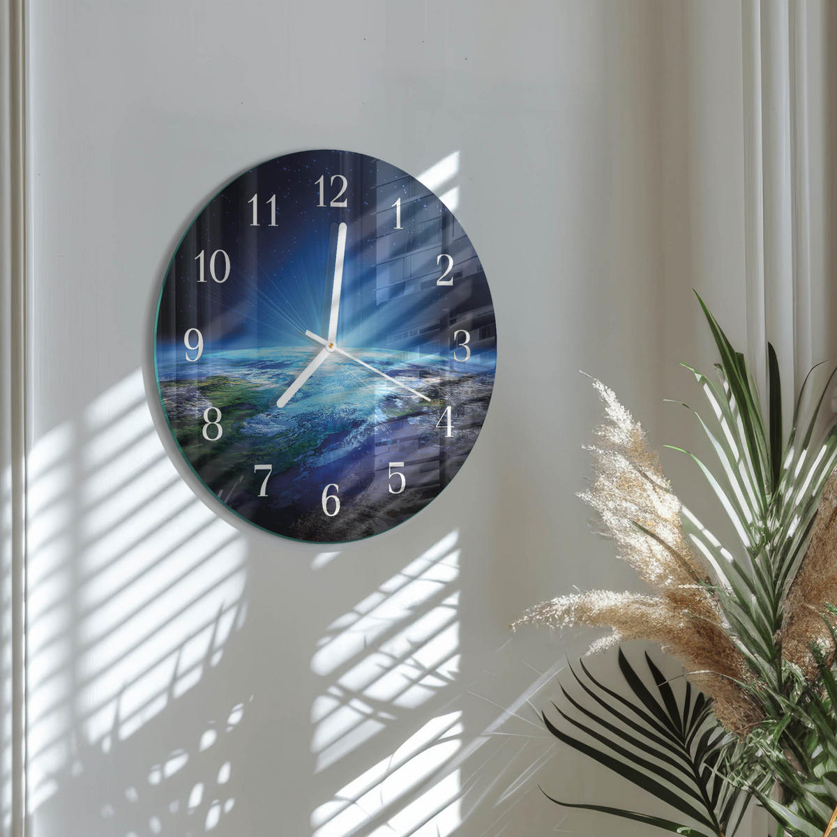 WANDUHR fi30 cm - Das Universum der Erde - Blau, Glas (30/30/0.4cm) - TULUP