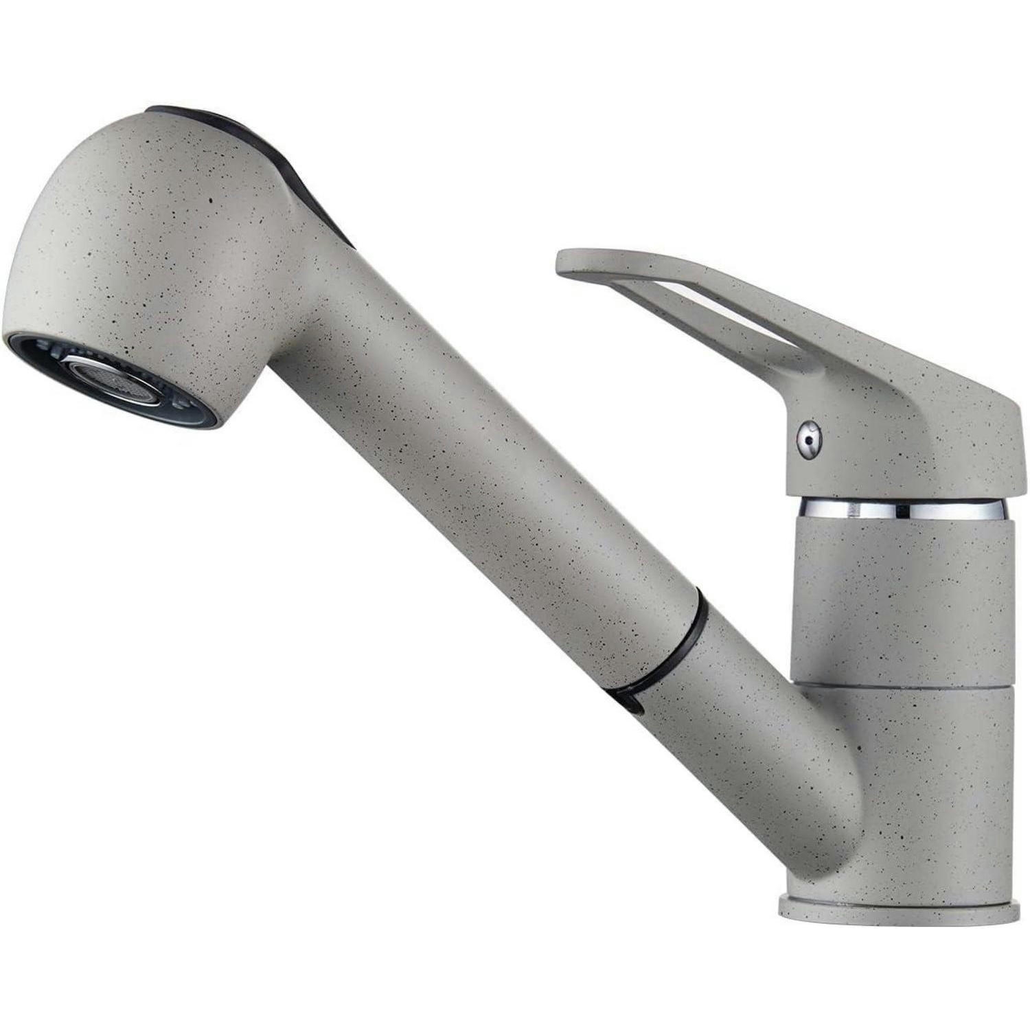 KÜCHENARMATUR ausziehbar Granit Grau 2 Strahlarten - Grau, Metall (21/7/36cm)