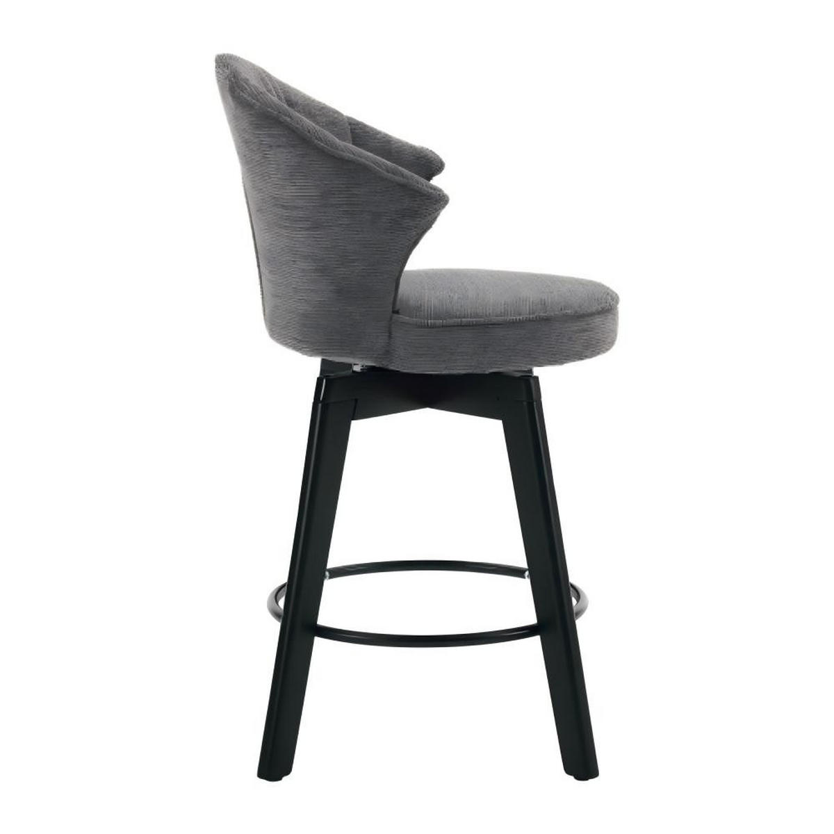 BARHOCKER mit Polsterung, grau 2er-Set - Dunkelgrau, Leder (57/45/52cm)