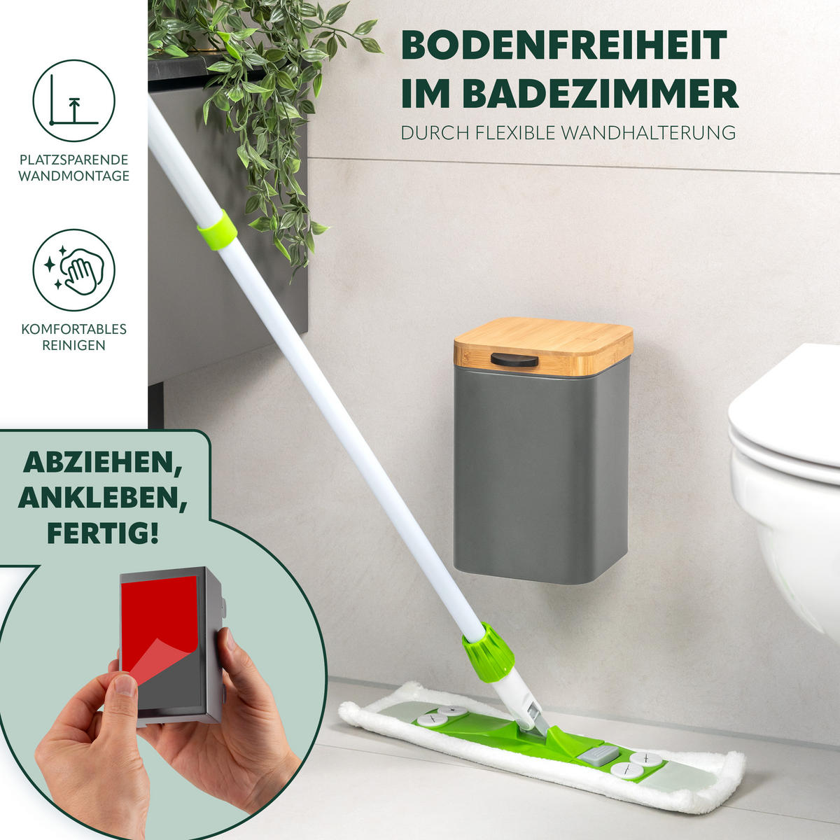 WAND-KOSMETIKEIMER 3 L, eckig, grau - Grau, Metall (16/24/23cm) - bremermann