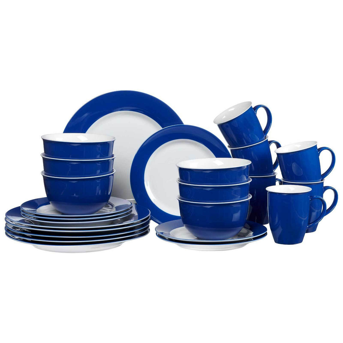KOMBISERVICE Doppio Indigo Blau 24er Set - Blau, Keramik (1/1/1cm) - Ritzenhoff Breker