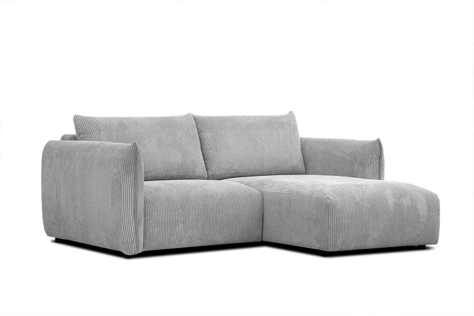 ECKSOFA TAUER 3-Sitzer, hellgrau - Hellgrau/Schwarz, Holzwerkstoff/Kunststoff (206/173cm) - Courtois Laville
