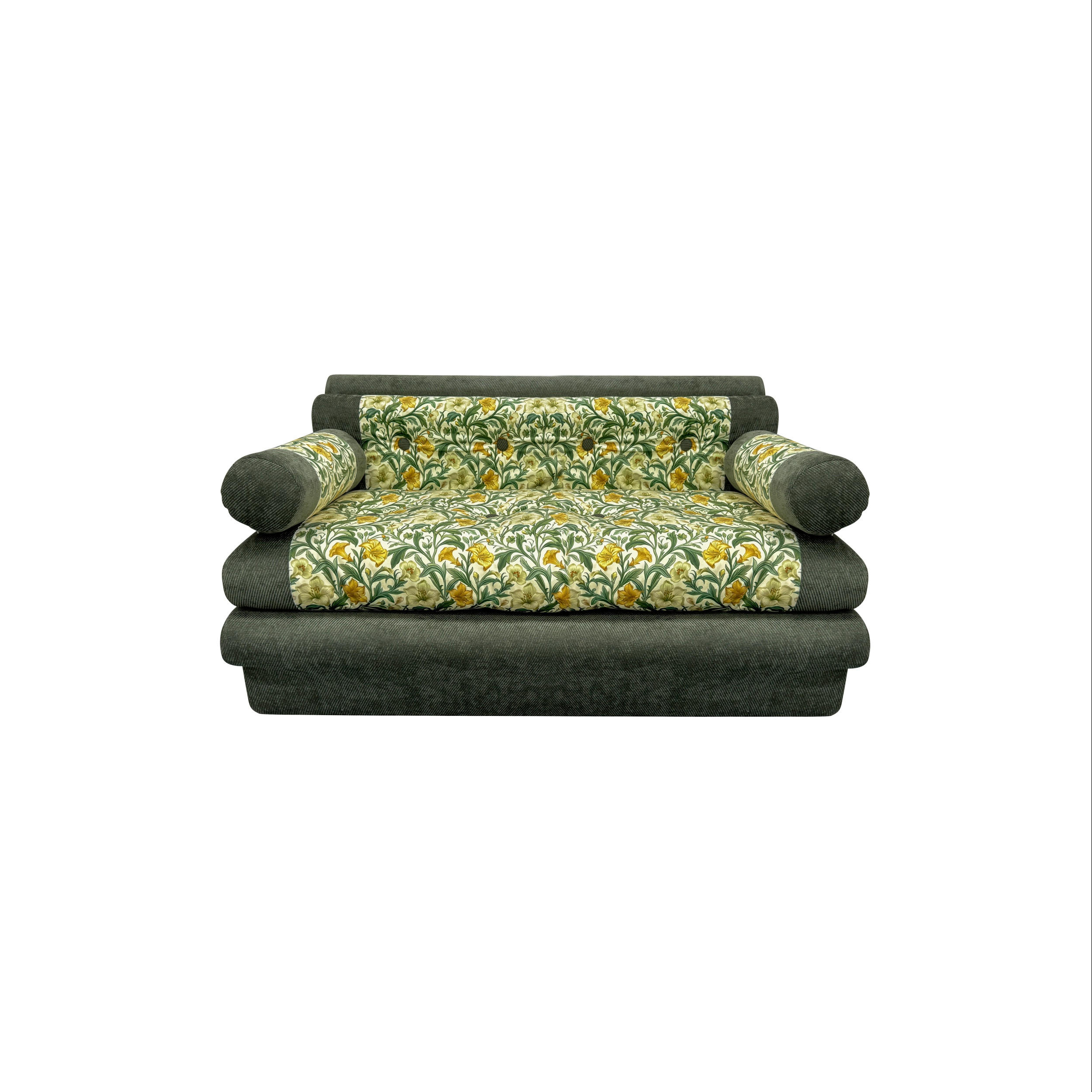 SOFA mit Blumendekor 132x72x48 cm - Grün, Textil (132/72/82cm) - Vercart