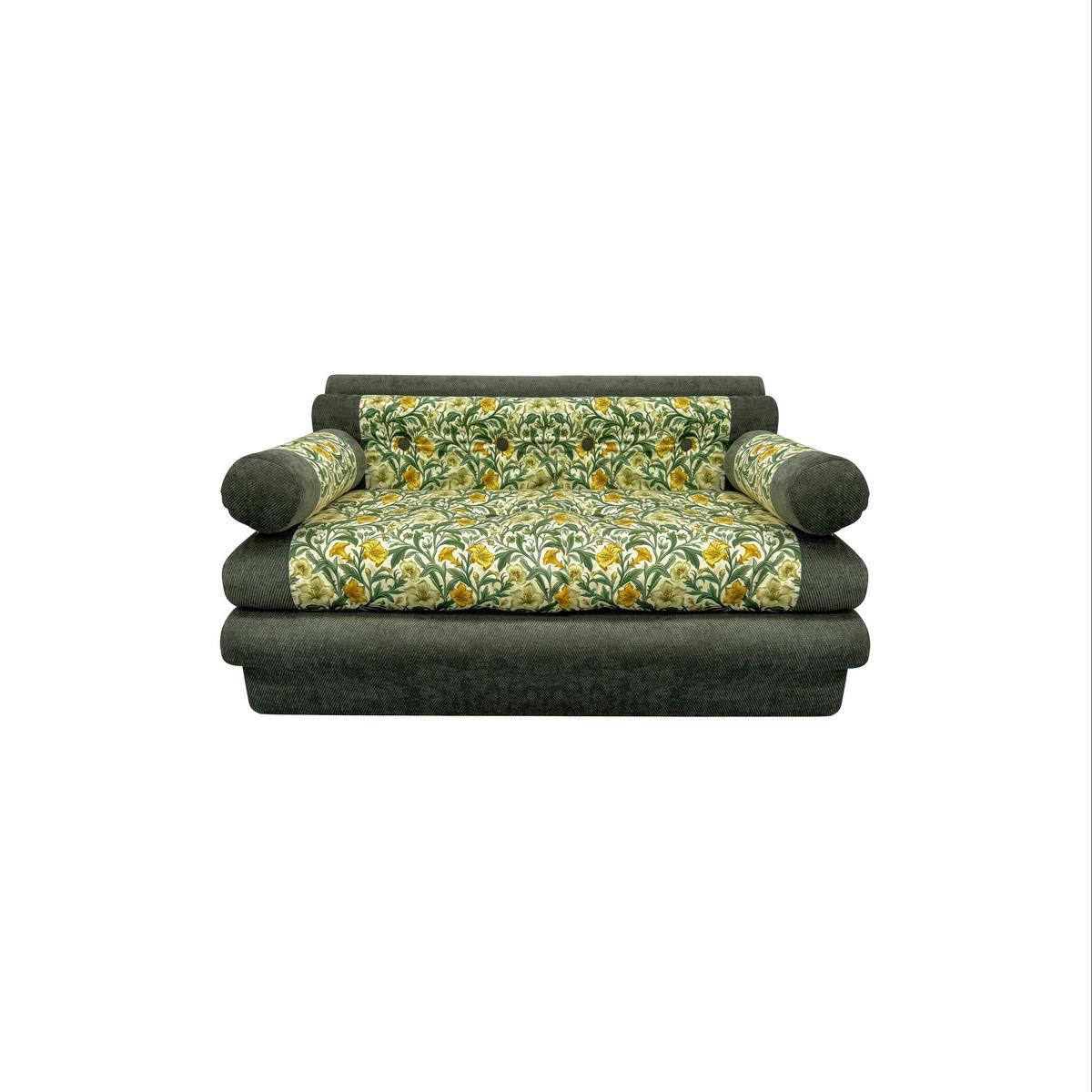 SOFA mit Blumendekor 132x72x48 cm - Grün, Textil (132/72/82cm) - Vercart