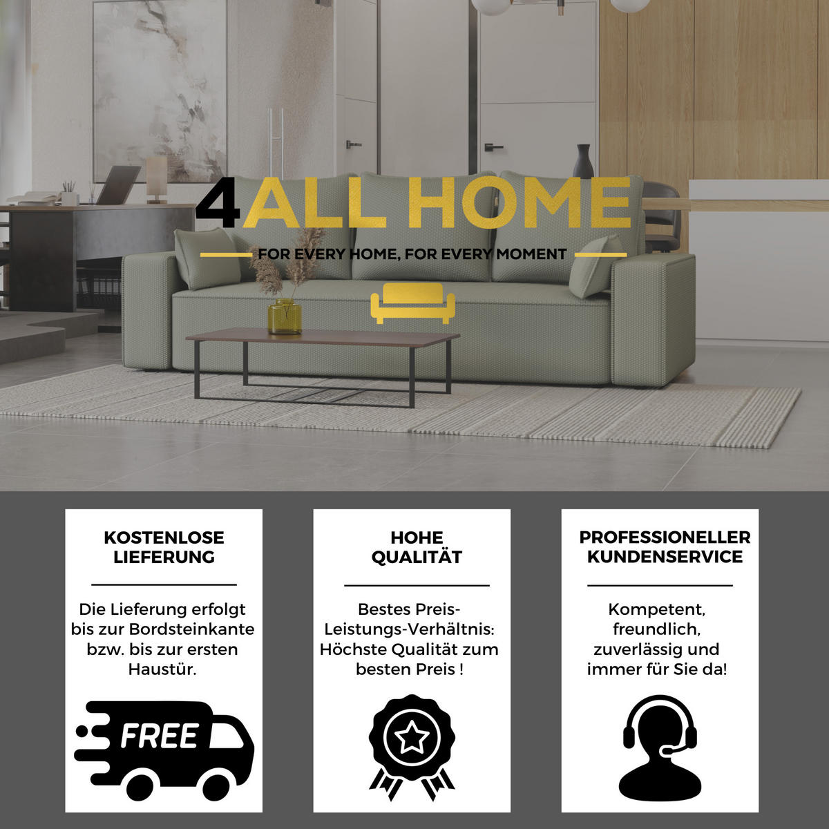 SOFA Vens mit Bettkasten und Schlaffunktion, Cordstoff - Hellgrau, Holzwerkstoff (242/85/95cm)