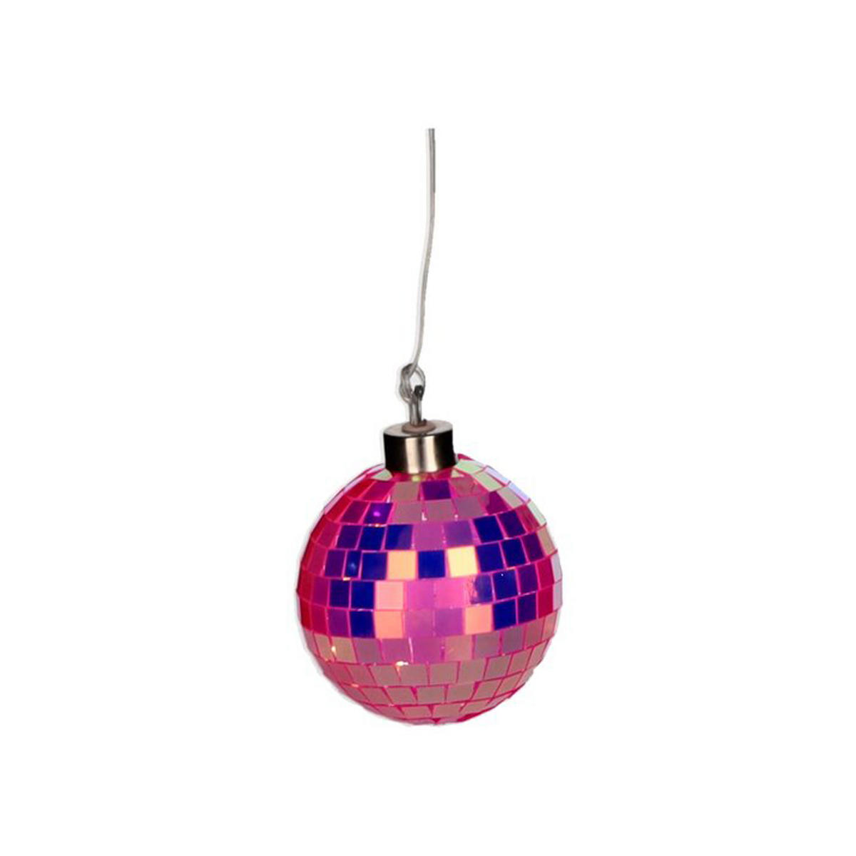 WEIHNACHTSKUGEL LED Disco, Glas / Polyester, Neon Pink, Ø 8 cm - Pink, Glas (8/8/8cm) - Gift Company