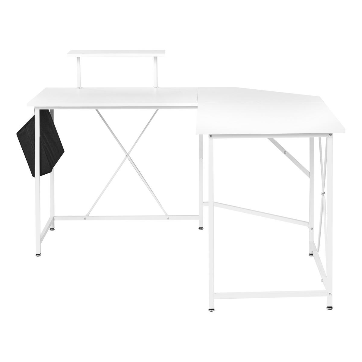 BIROU DE COLȚ alb 180/140 cm cu spațiu de depozitare Tacony - alb, compozit lemnos (140/180/94cm) - Beliani