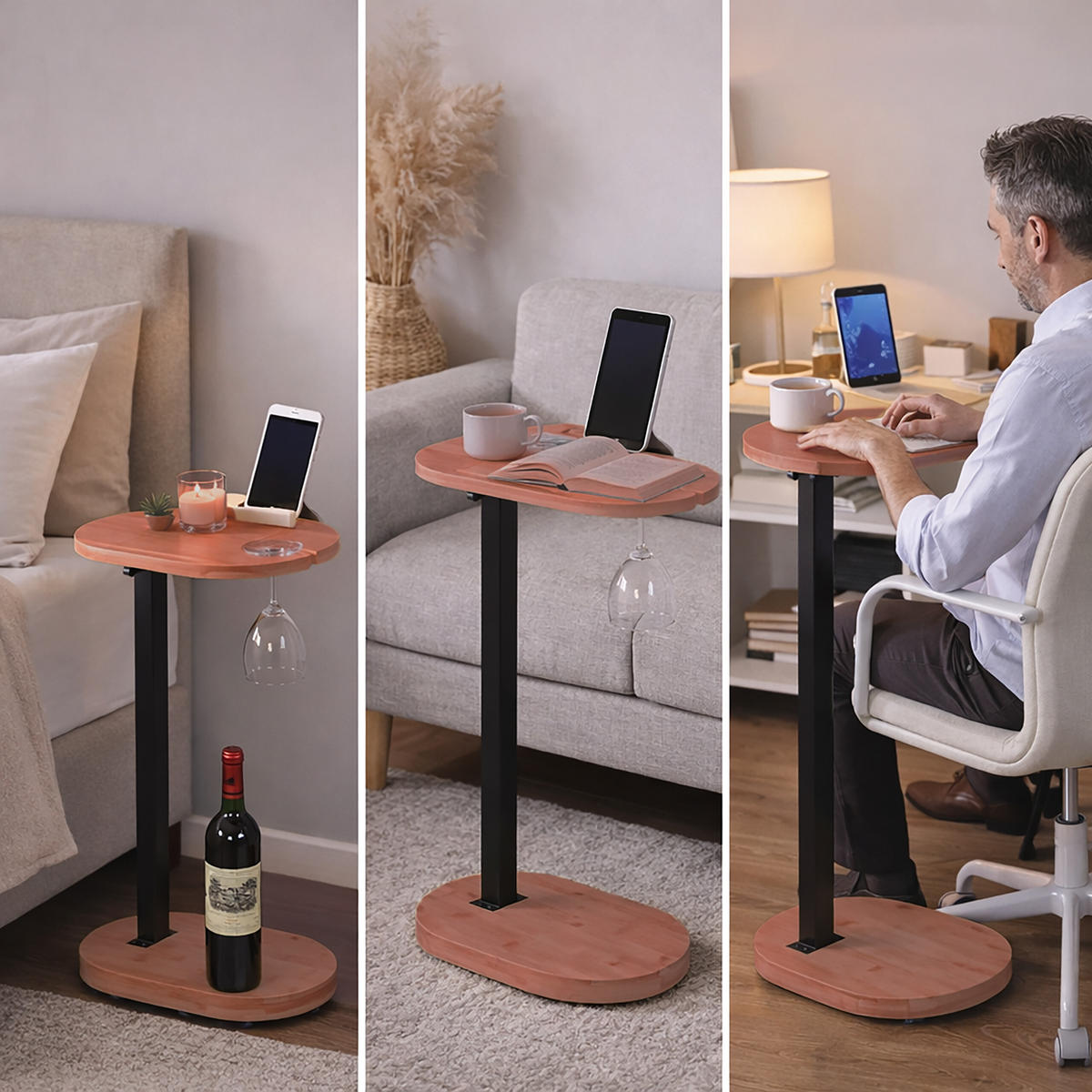 BEISTELLTISCH - Multicolor, Holz/Metall (22/40/82cm) - Relaxdays