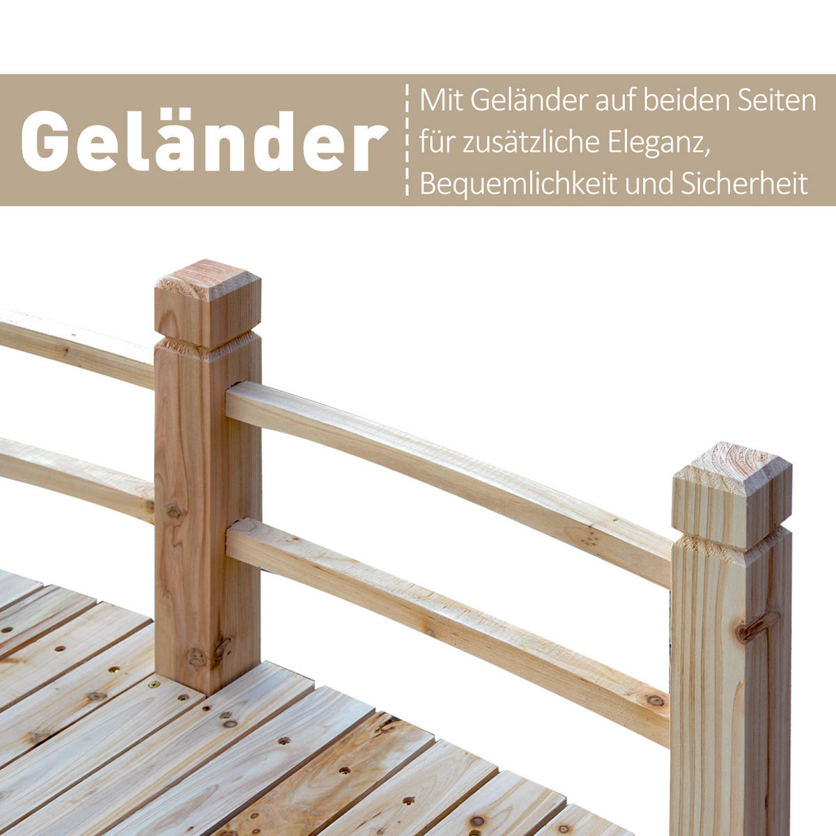 GARTENBRÜCKE, Tannenholz, Natur - Naturfarben, Holz (1525/67/48cm) - Outsunny