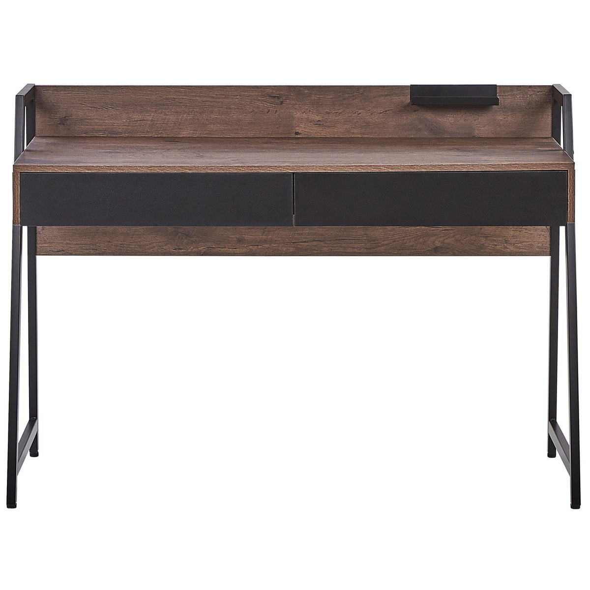 SCHREIBTISCH dunkler Holzfarbton 120/48/88 cm Harwich - Dunkelgrau, Holzwerkstoff (48/120/88cm) - Beliani