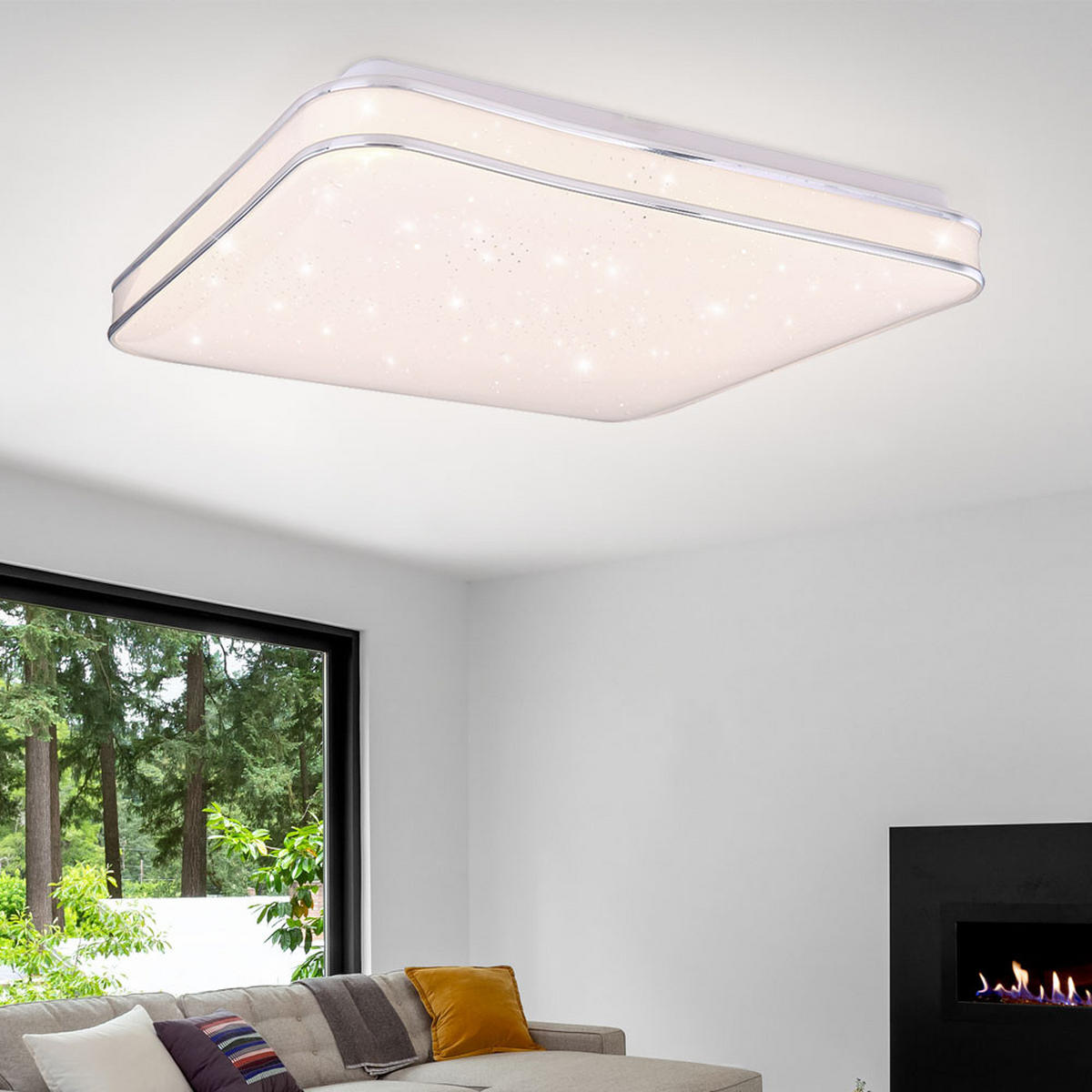 LED DECKENLEUCHTE Metall Weiß Sternen-Effekt - Weiß, Metall (33.5/33.5/7.5cm)