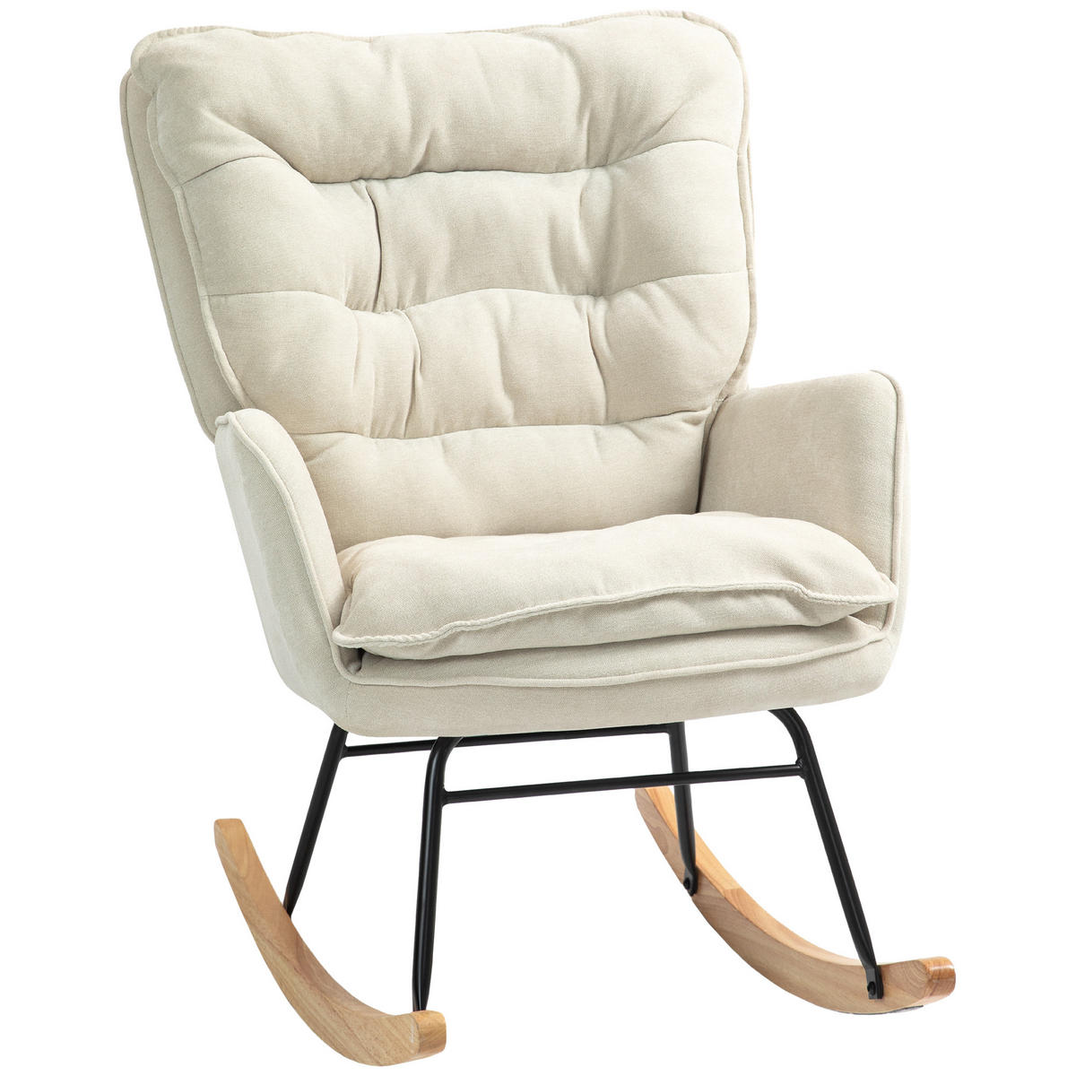 SCHAUKELSTUHL DE-07576 breiter Sitz und hohe Rückenlehne Beige - Beige, Metall (98.5/97/71cm) - ComfortXL