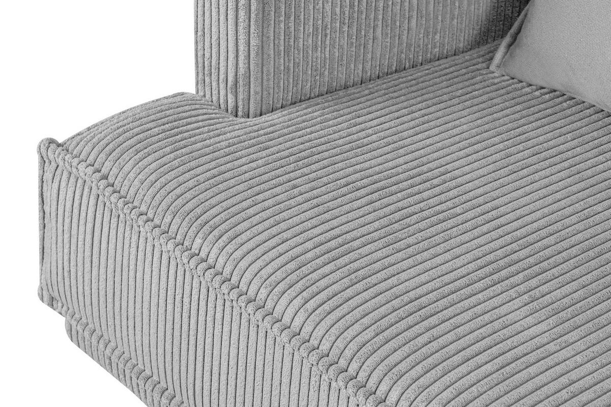 3-SITZER-SOFA GANZO 2 Kissen inklusive, Cord-Stoff, hellgrau - Hellgrau/Schwarz, Textil/Metall (193/84/92cm) - KONSIMO®