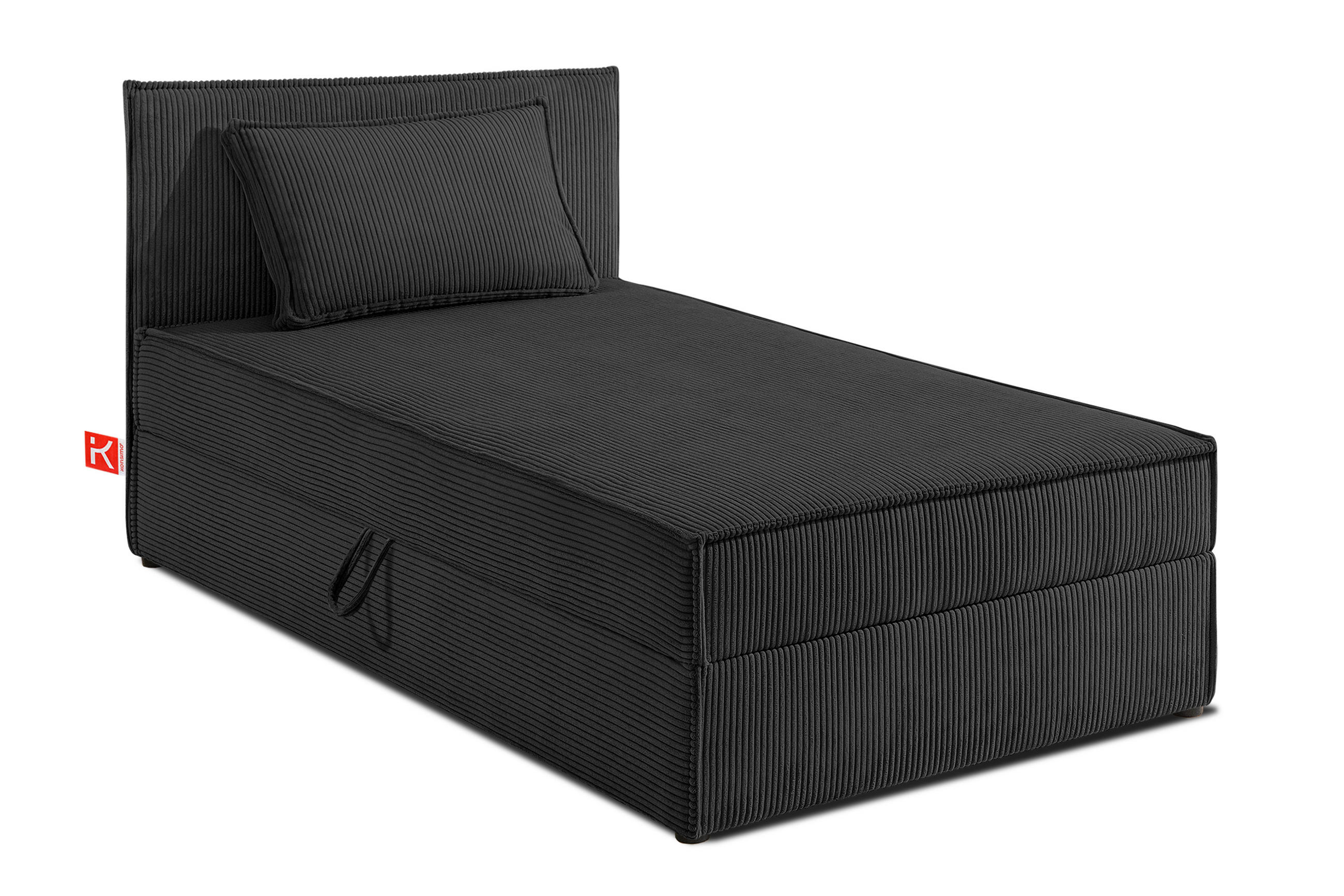 BOXSPRINGBETT ROTI Einzelbett, dunkelgrau - Dunkelgrau/Schwarz, Holz/Holzwerkstoff (80/200cm) - KONSIMO®