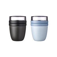 LUNCHPOTS NORDIC BLACK & NORDIC SAGE Ellipse blau-schwarz ø 10.7 cm 2er Set - Blau/Schwarz, Kunststoff (10.7/16.9/10.7cm) - Mepal