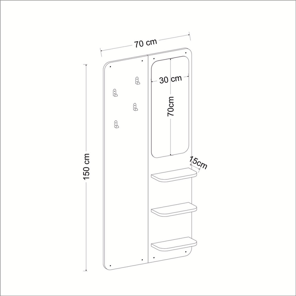 GARDEROBE Buket Weiß Marmor Optik mit Spiegel 9246 - Weiß, Holzwerkstoff (70/150/15cm) - moebel17