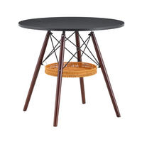 ESSTISCH in Eichefarben|Schwarz Küchentisch mit MDF-Tischplatte, Massivholzbeinen und geflochtener Ablage, B80/T80/H71.5cm - Eichefarben/Schwarz, Holzwerkstoff/Metall (80/80/71.5cm) - STILVORA