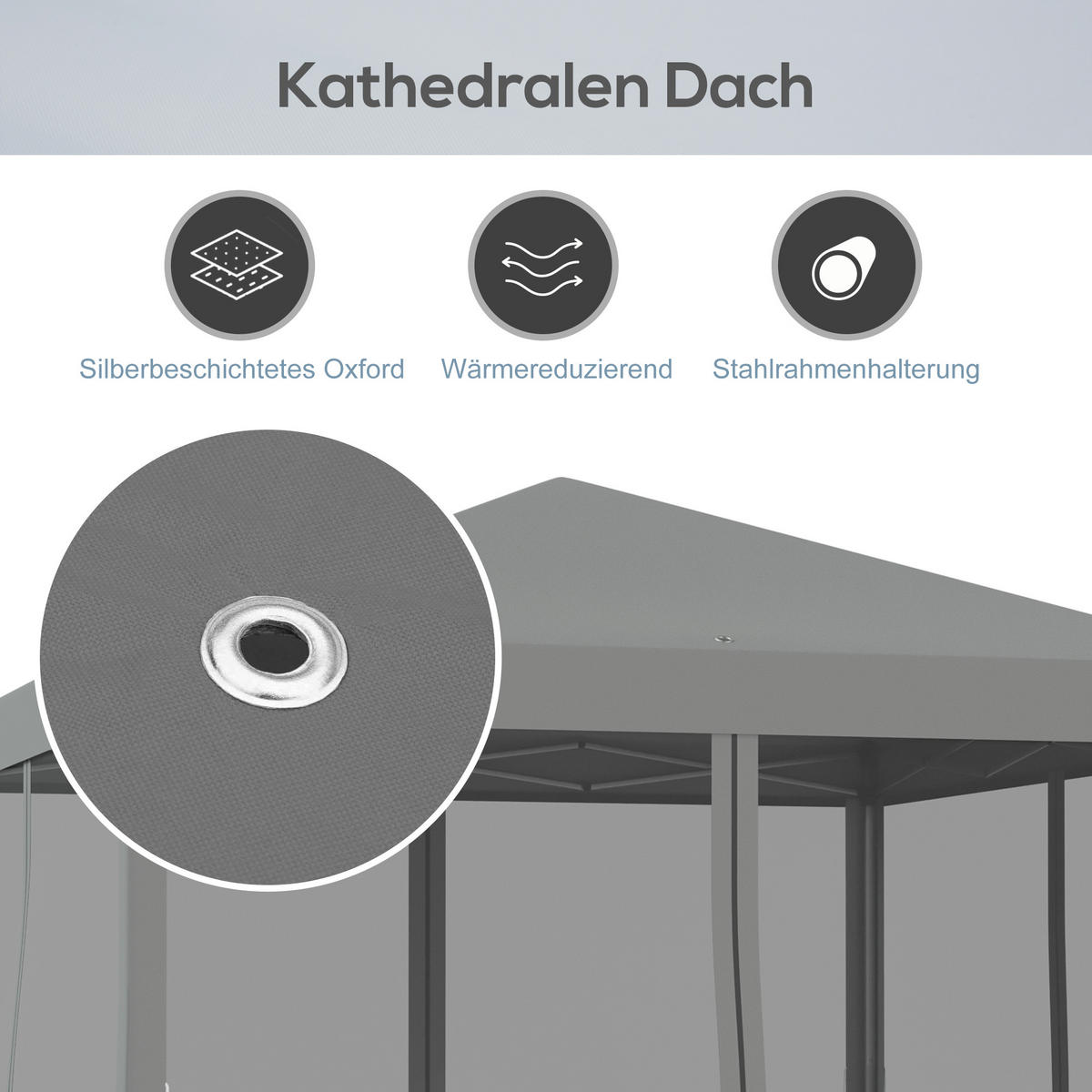 FALTPAVILLON, Cremeweiß, Metall, Oxford-Stoff, Moskitonetz - Hellgrau, Metall (295/260/295cm) - Outsunny
